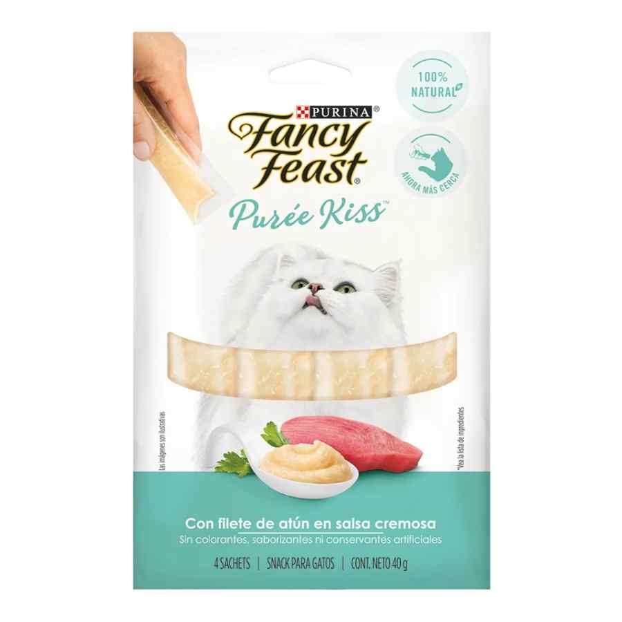 Fancy Feast Puree Kiss Con Filete De Atún En Salsa Snack Líquido Para Gatos, , large image number null